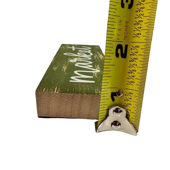 Rustic Market Sign Wooden Farmhouse Decor 6x2x1 Inch Green Distressed Finish - Picture 6 of 6